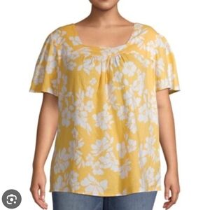 Terra & Sky Yellow and White Relaxed Blouse